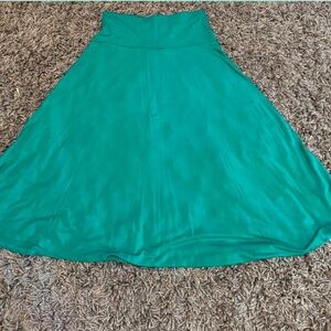 Green casual flouncy cotton skirt